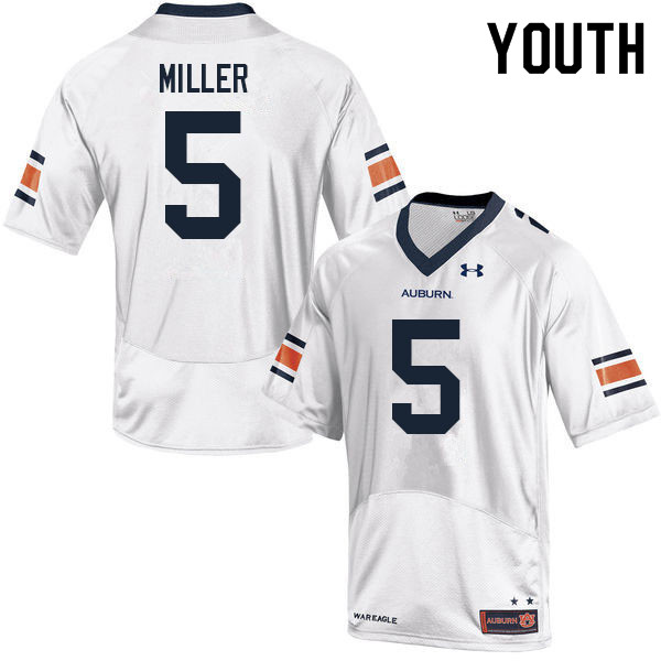 Youth #5 Dreshun Miller Auburn Tigers College Football Jerseys Sale-White